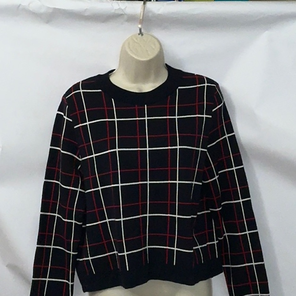 MNG, Plaid Sweater, Navy, Size M